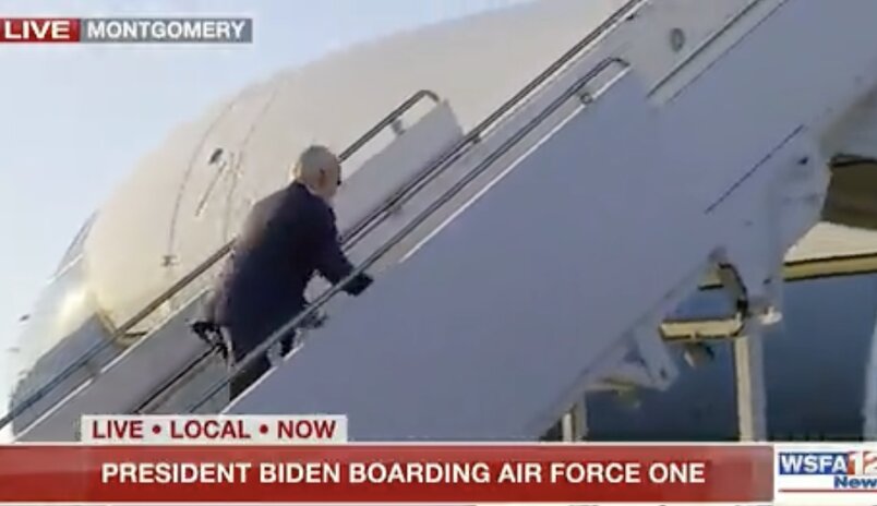 Yikes: Joe Biden Trips AGAIN While Boarding Air Force One In Alabama ...