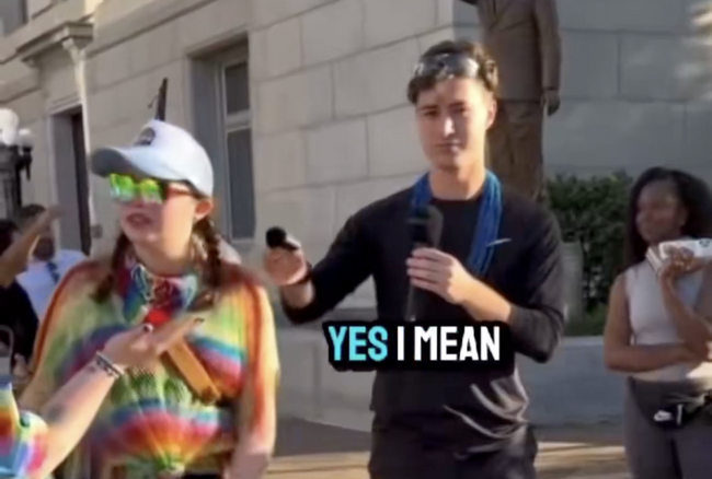 WATCH: Woke Democrat Protester’s Brain Short Circuits after She Gets Called Out for Ridiculous ID Hypocrisy after Her Unhinged Shouting at Conservative Reporter